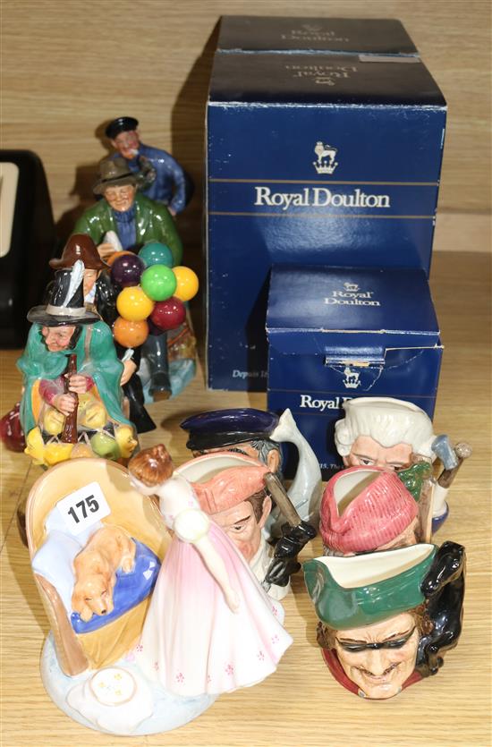 Seven Royal Doulton figures and six Royal Doulton character figures